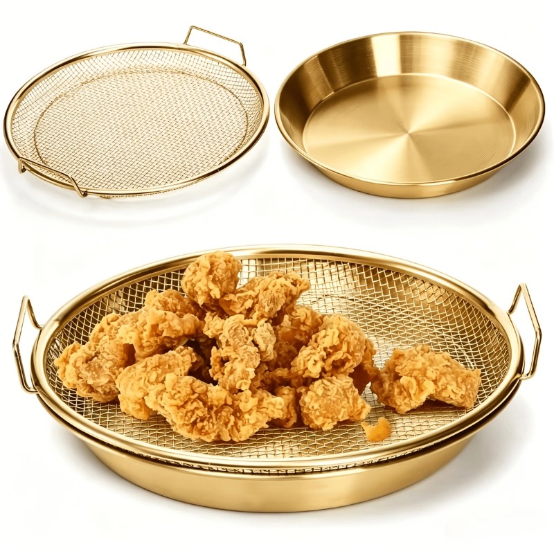 Kitchen Gadgets Gold - Золотая прочная сетчатая корзина-поддон для фритюрницы,