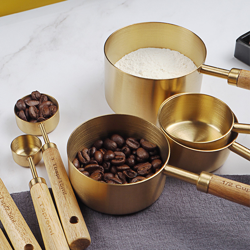 Kitchen Gadgets Gold - 4/8 шт деревянные золотые мерные чашки