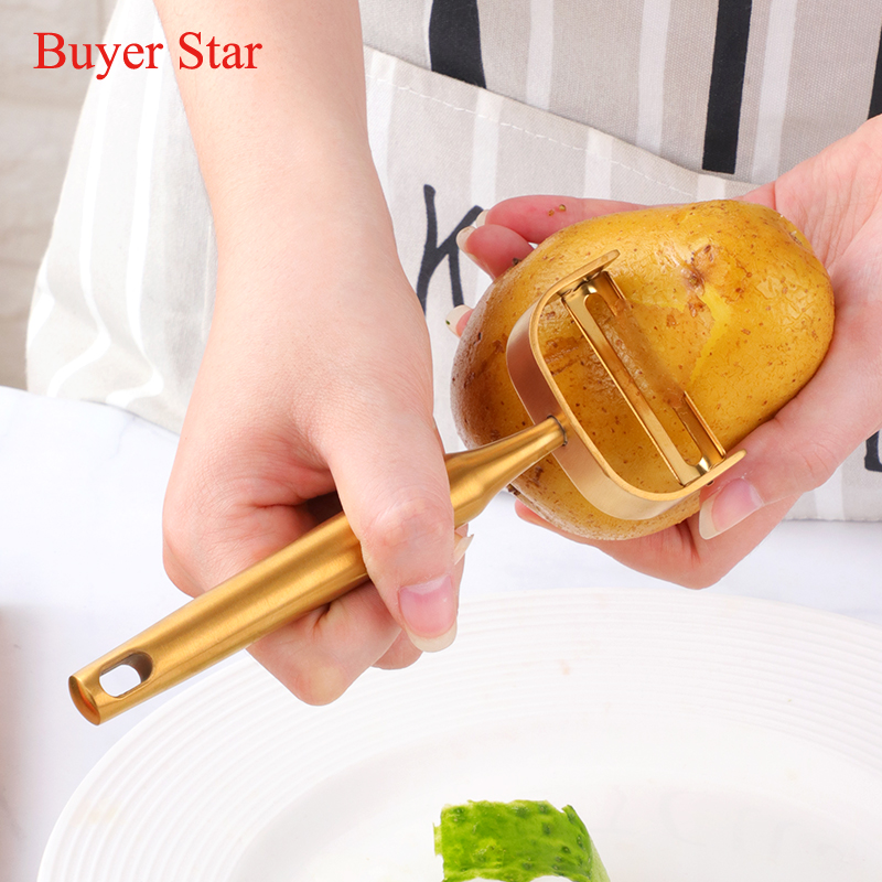 Kitchen Gadgets Gold - Новинка, Золотая Овощечистка для фруктов, нержавеющая